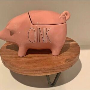 Pink Pig Shaped Ceramic Cookie Jar RAE DUNN